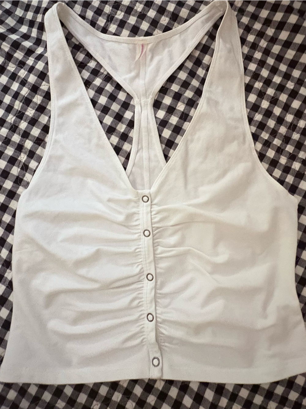 FP Movement by Free People White Ruched Button-Front Tank - Picture 7 of 10